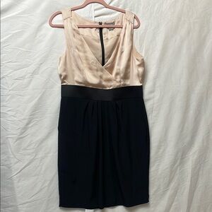 H&M Silky Blush Pink & Black Sheath Dress V-Neck Sleeveless w/ Pockets, 14